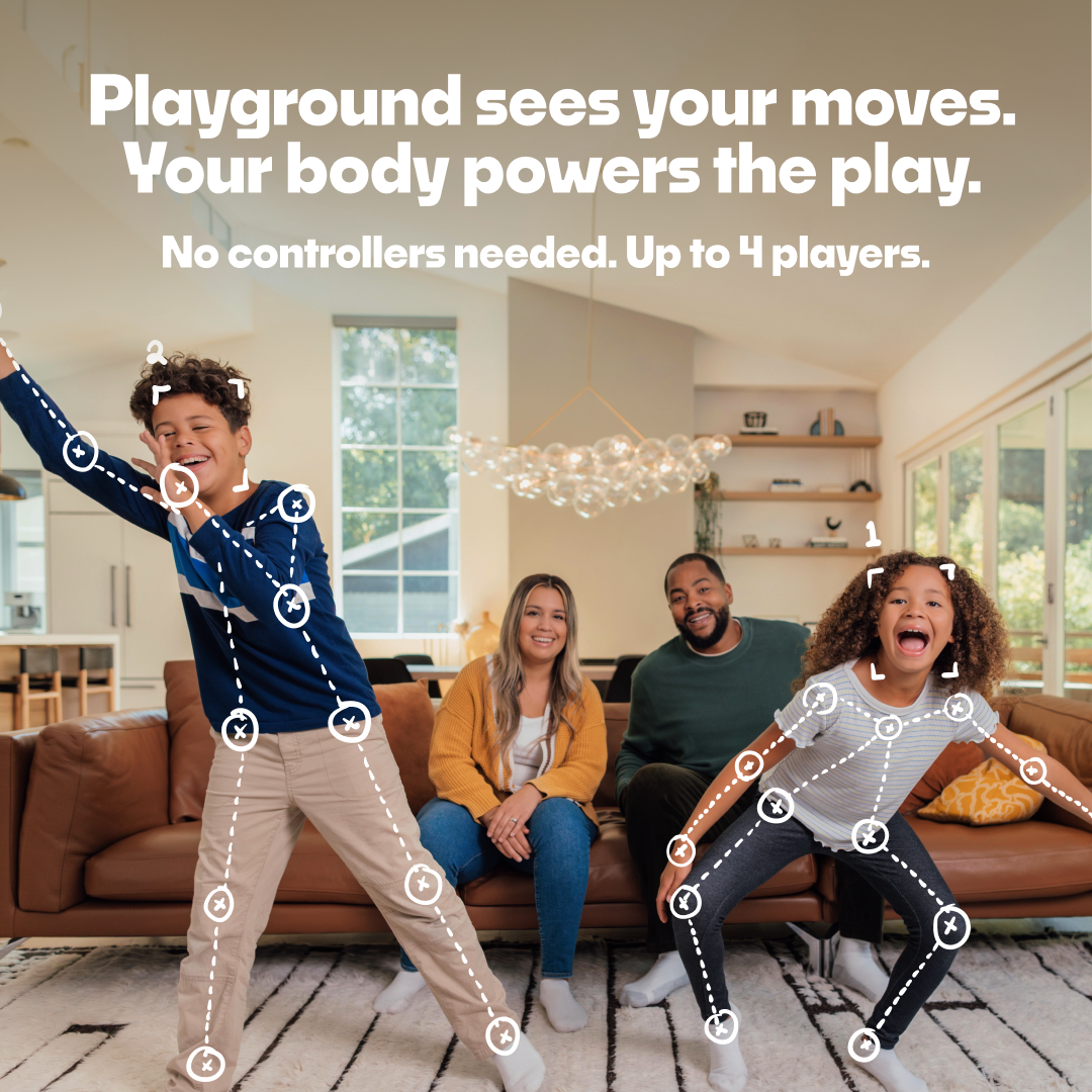 Nex Playground sees your moves. Your body powers the play. No controllers needed. Up to 4 players.